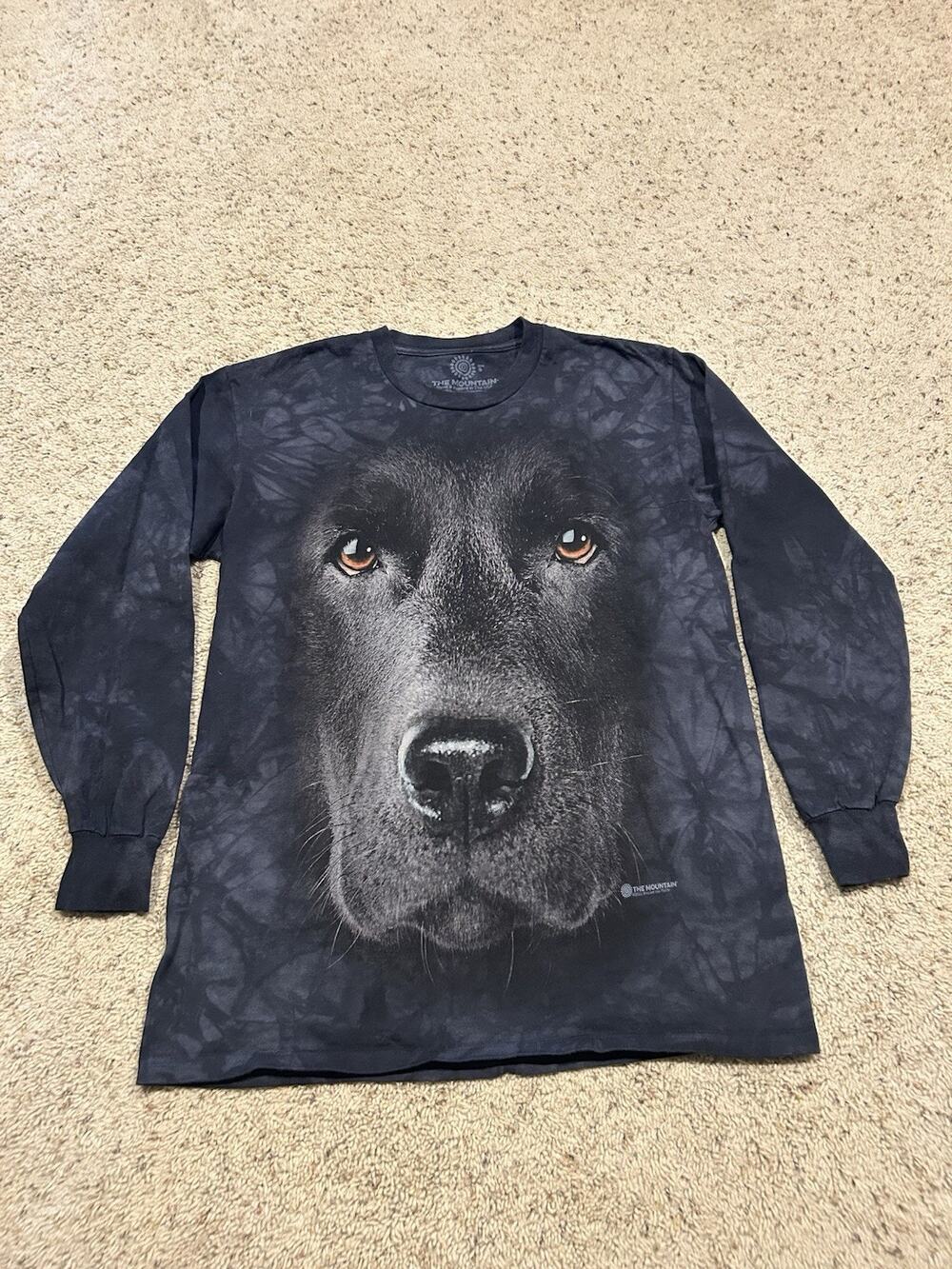 The Mountain Size S womens T-Shirt Black Lab Labrador Dog Long Sleeve B26